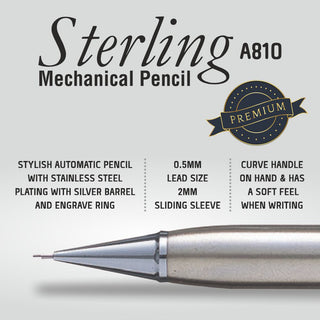 A810E-STERLING 0.5MM MEC.PENCIL SILVER BDY(WEB)