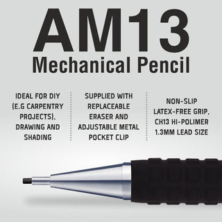 AM13-A AUTO PENCIL 1.3MM BLK BDY 1PC BOX (WEB)