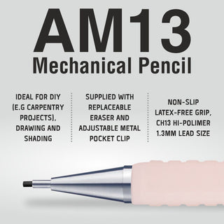 AM13-W AUTO PENCIL 1.3MM WHITE BDY 1PC BOX (WEB)