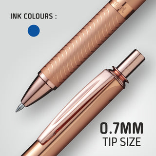 BL407 ENERGEL METAL-ROSE GOLD BODY BLUE INK