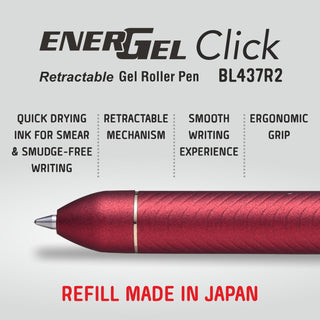 BL437R2 Energel Click 1PC Blister  Met.Red Bdy Red Ink (WEB)