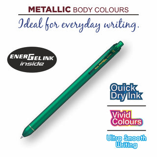 BL437R2 Energel Click 1PC Blister  Met.Green Bdy GreenINK (WEB)