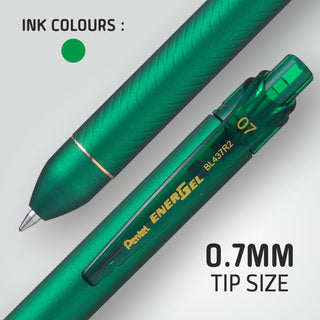 BL437R2 Energel Click 1PC Blister  Met.Green Bdy GreenINK (WEB)