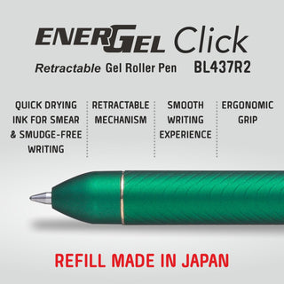 BL437R2 Energel Click 1PC Blister  Met.Green Bdy GreenINK (WEB)