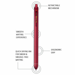 BL437R2 Energel Click 1PC Blister  Met.Red Bdy Red Ink (WEB)