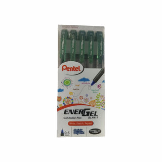 BLN415 ENERGEL(GREY)5PC SET GREEN INK (WEB)