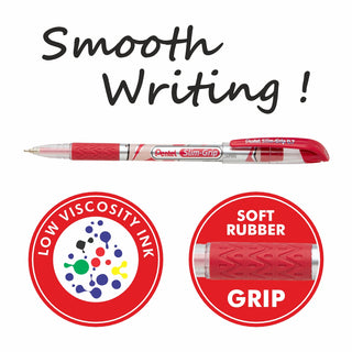 SLIMGRIP 0.7 MM BALL PEN 10PC SET RED INK (WEB)