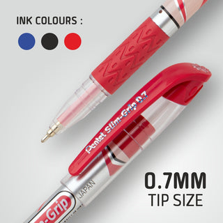 SLIMGRIP 0.7 MM BALL PEN 10PC SET RED INK (WEB)