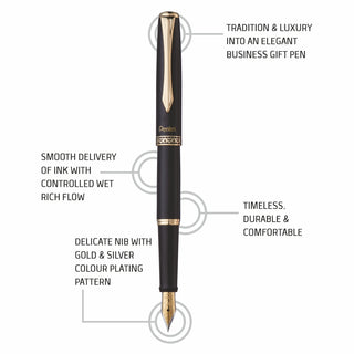 F700AM-A-STRLNG M.TIP FOUNTAIN PEN BLACK BDY BLACK INK(WEB)