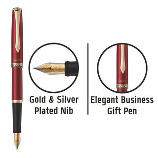 F700BM-STRLNG M.TIP FOUNTAIN PEN RED BDY BLUE INK(WEB)