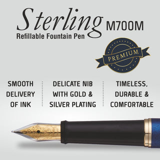 F700CM-STRLNG M.TIP FOUNTAIN PEN BLUE BDY BLUE INK(WEB)