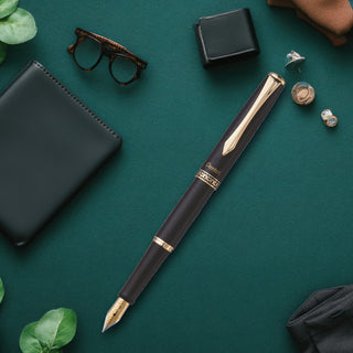F700AM-A-STRLNG M.TIP FOUNTAIN PEN BLACK BDY BLACK INK(WEB)
