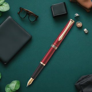 F700BM-STRLNG M.TIP FOUNTAIN PEN RED BDY BLUE INK(WEB)