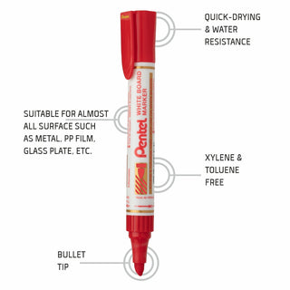 MW45 WB MARKER -10PC BOX RED(B)INK (WEB)