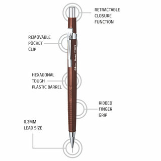 P203-E 0.3MM AUTO PENCIL BROWN BDY 1PC BOX(WEB)