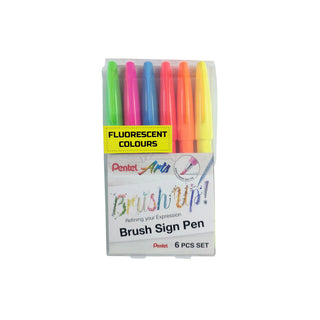 SES15C-B.SIGN PEN -6PC SET FLOUORSCENT CLRS(WEB)