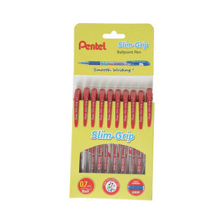 SLIMGRIP 0.7 MM BALL PEN 10PC SET RED INK (WEB)